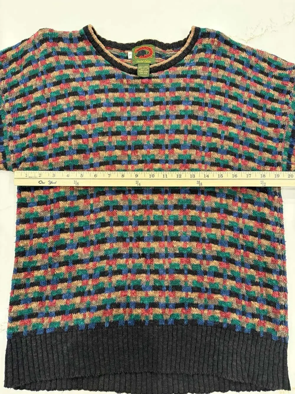 Vintage Boston Traders Linen Cotton Knit Sweater L Made in Hong Kong 90s Color B